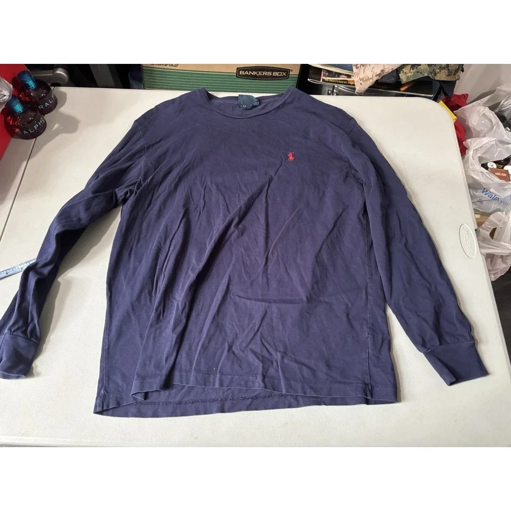 Polo Ralph Lauren Shirt Medium Navy Blue Long Sleeve Pony Logo Tee Crewneck